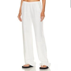 ENZA COSTA Twill Everywhere Pant Women Large Off White Relaxed Wideleg Straight